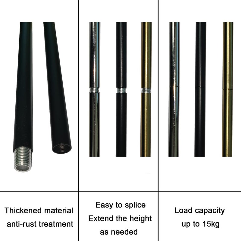 Haligate Matte Black M10 Threaded Extension Rod for Pendant Light, Island Lighting, Chandeliers,Lighting Fixture downrods & Stems,4 Inches 11.4mm OD (0.449″) x 100mm L (11.81″) - Image 5